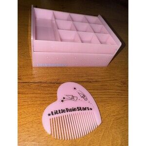Vintage 1978 Sanrio Little Twin Stars Pink Jewelry Box &‎ Comb Japan Kawaii